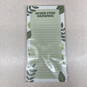 NEVER STOP GROWING Notepad List Pad Magnetic Lined Leaf Houseplants Botanical